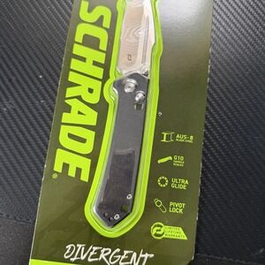 NEW Schrade Divergent Folding Knife 3.06" AUS-8 Steel Blade G10 Handle 1182620
